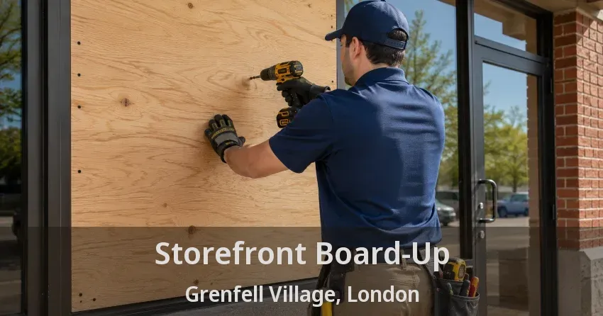 Storefront Board-Up Grenfell Village, London - ON