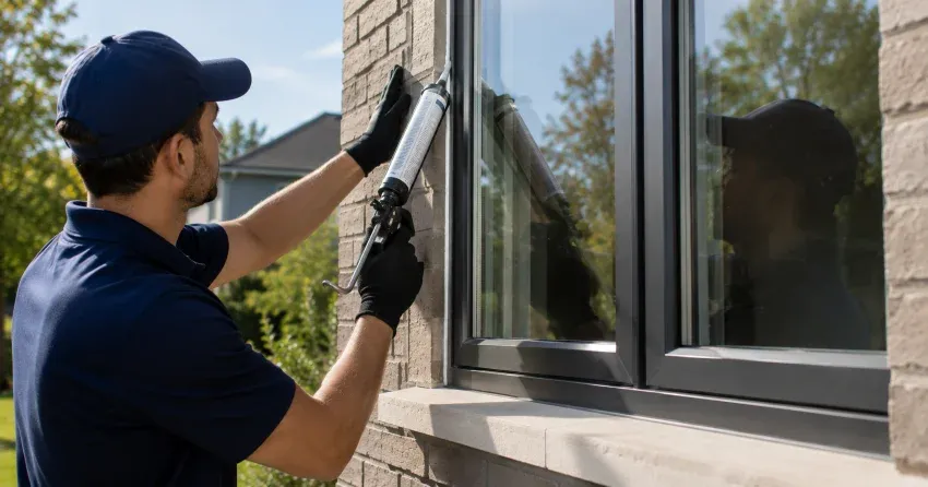 Aluminum window frame with double glazed insulated glass unit installed in a residential wall in The Ridgeway, London