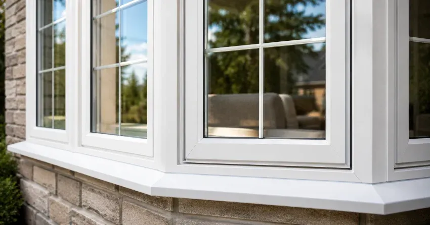 bay window alcove seating area in a living room in Lockwood Park, London