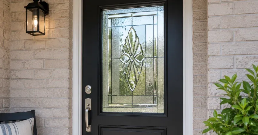 technician replacing a cracked decorative glass panel in The Ridgeway, London