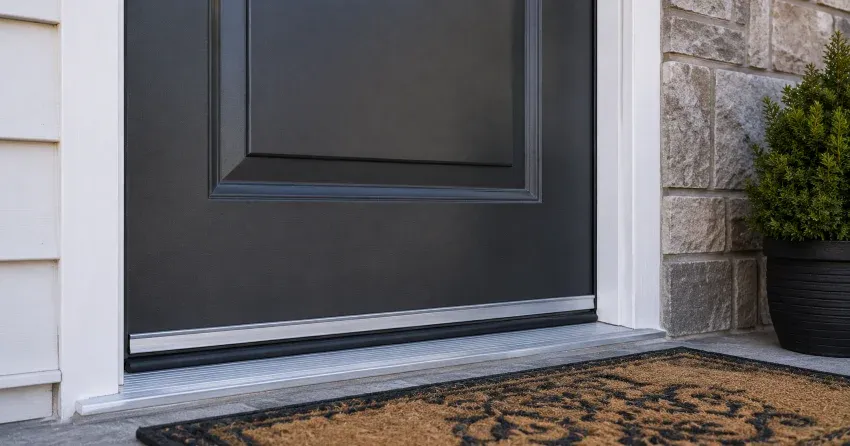 technician replacing worn door weatherstripping in Whitehills, London home