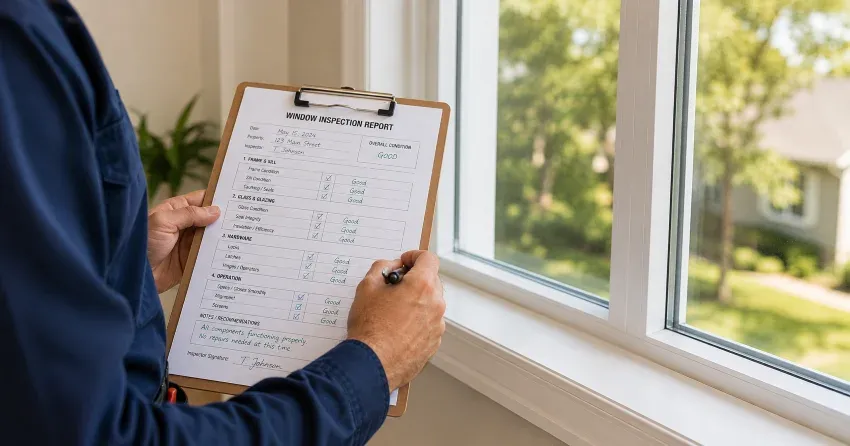 technician inspecting window seal and frame in Uplands, London