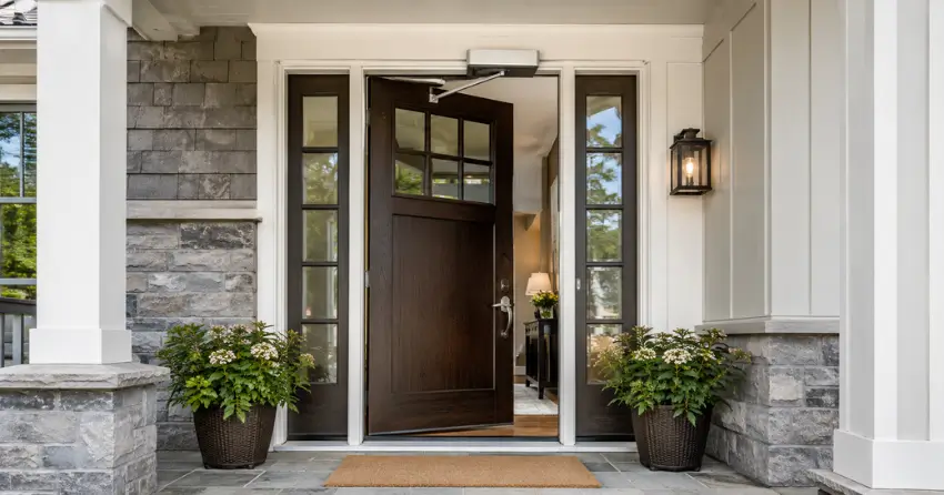 residential automatic door opener installed on exterior entry door in Deer Ridge, London
