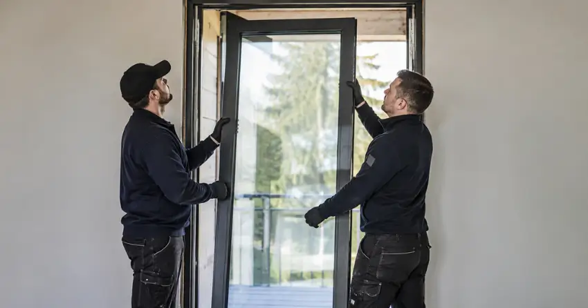 new glass panel being fitted into door frame in The Ridgeway, London