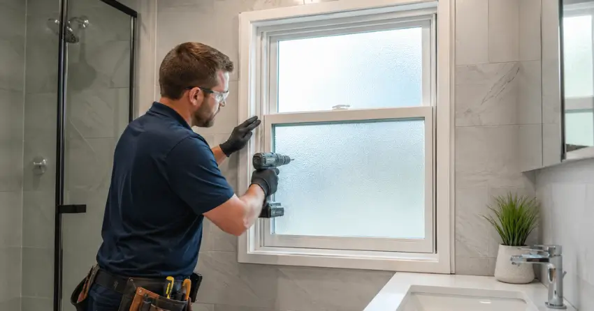 frosted glass installation bathroom window in Peppertree Estates, London