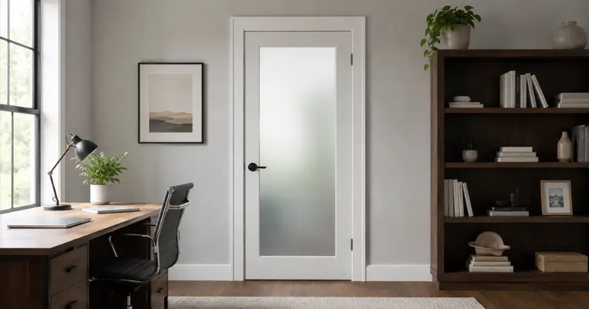 frosted interior door installed in home office in Broughdale, London