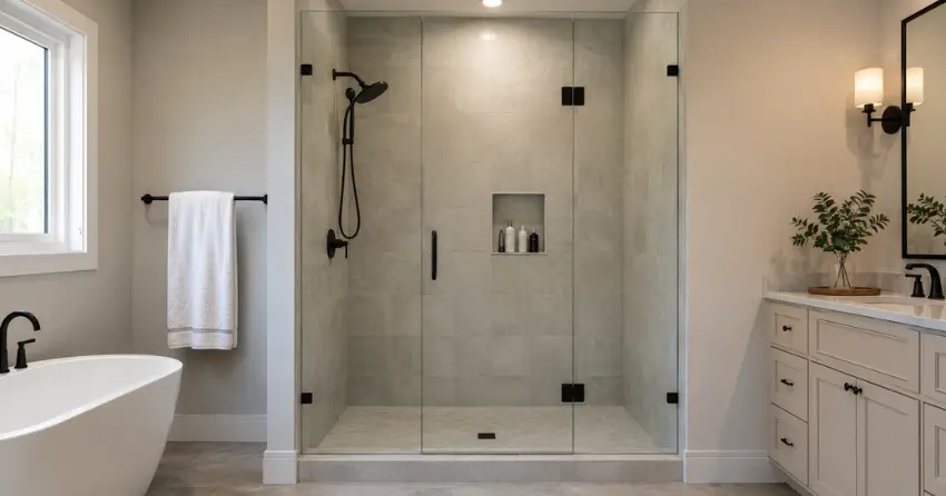 new frameless glass shower door installed in Central, London